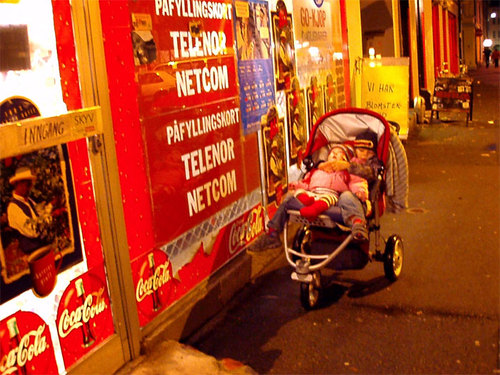 34. Kids in the buggy.